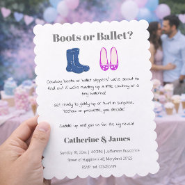 Boy eller Girl Cowboy Boots Balet Gender Reveal Inbjudningar