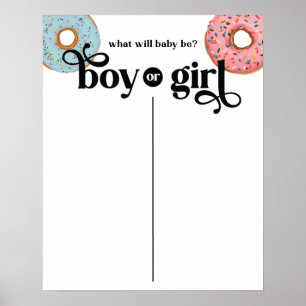 Boy eller Girl Donut Gender Reveal Baby Voting Pos Poster