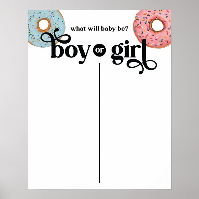 Boy eller Girl Donut Gender Reveal Baby Voting Pos Poster (Framsidan)