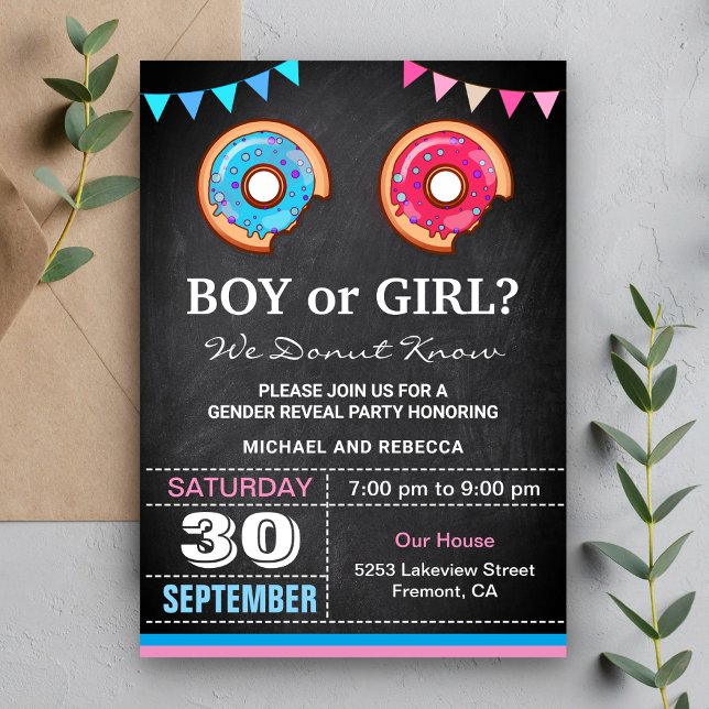 Boy eller Girl Donut Gender Reveal Party Inbjudningar (Skapare uppladdad)