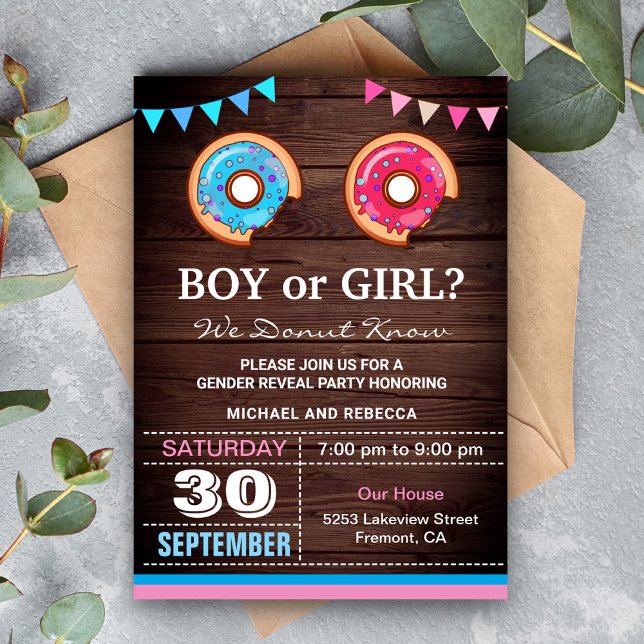 Boy eller Girl Donut Gender Reveal Party Inbjudningar (Skapare uppladdad)