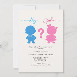Boy eller Girl figurer Gender Reveal Party Inbjudningar