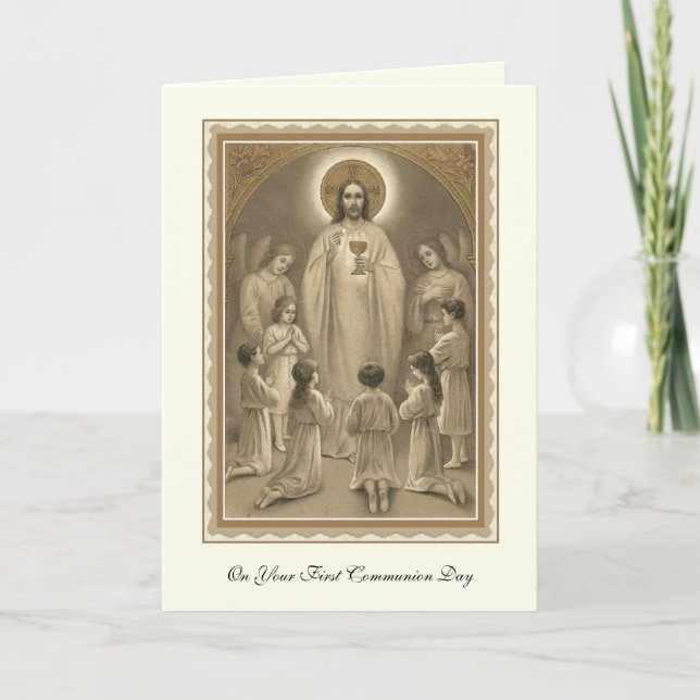 Boy eller Girl First Heliga Communion Prayer Kort (Framsida)