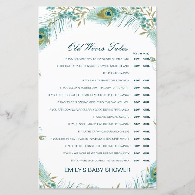 Boy eller Girl Gamves Tale Baby Shower med svar (Framsida)