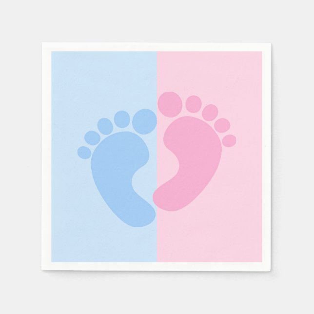 Boy eller Girl Gender Reveal Baby Shower Baby Feet Pappersservett (Framsidan)
