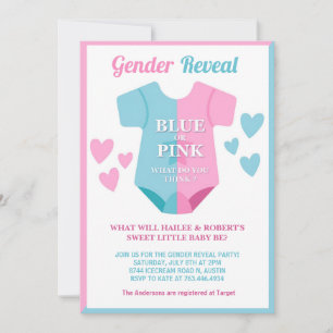 Boy eller Girl Gender Reveal Baby Shower Inbjudningar