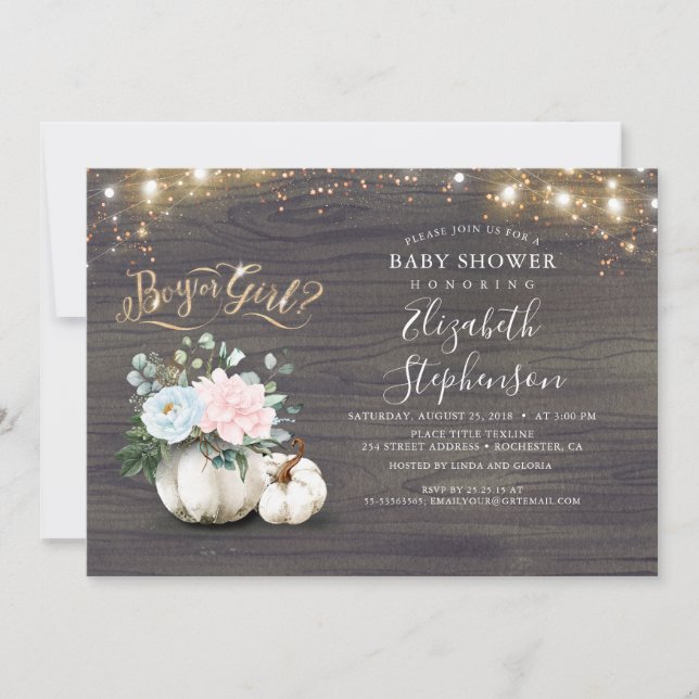 Boy eller Girl Gender Reveal Baby Shower Inbjudningar (Framsida)