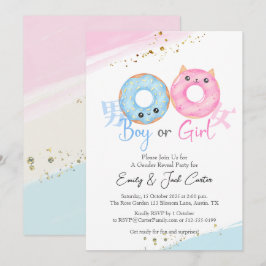 Boy eller Girl Gender Reveal Donut Cute Kawaii Inbjudningar