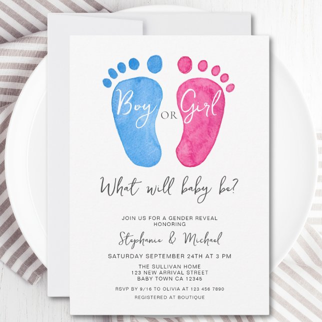 Boy eller Girl Gender Reveal Inbjudningar (Skapare uppladdad)