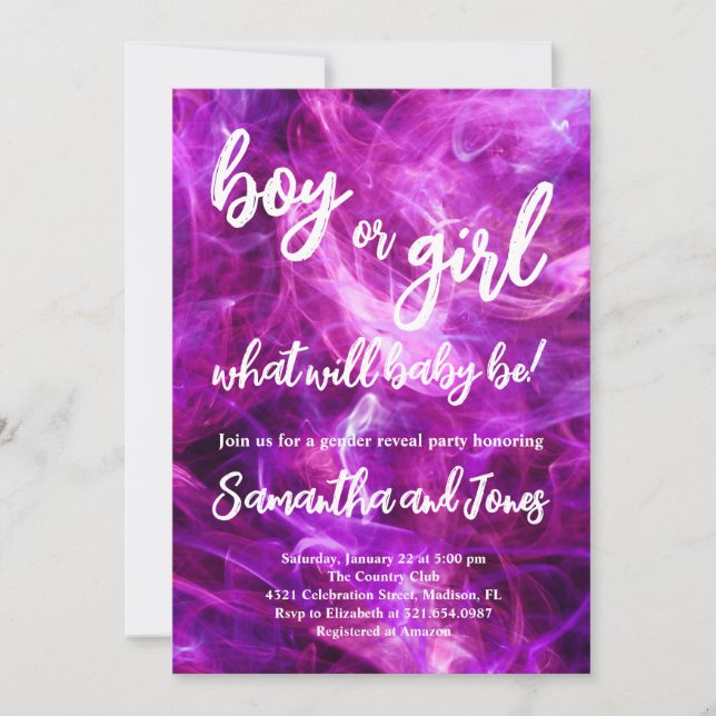 Boy eller Girl Gender Reveal Party Inbjudningar (Framsida)