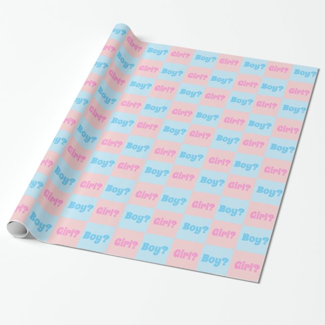 Boy eller Girl Gender Reveal Presentpapper (Utrullad)