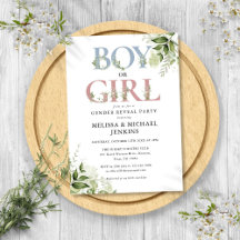 Boy eller Girl Greenery Brev Gender Reveal Party