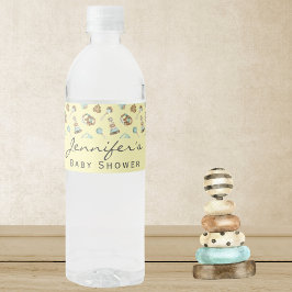 Boy eller Girl Gult Cute Baby Shower Vattenflaskor Etikett