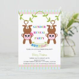 Boy eller Girl Monkey Gender Reveal Party Inbjudningar