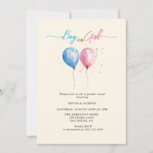 Boy eller Girl och Blue Gender Reveal Party Inbjudningar