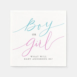 Boy eller Girl och Blue Gender Reveal Party Pappersservett