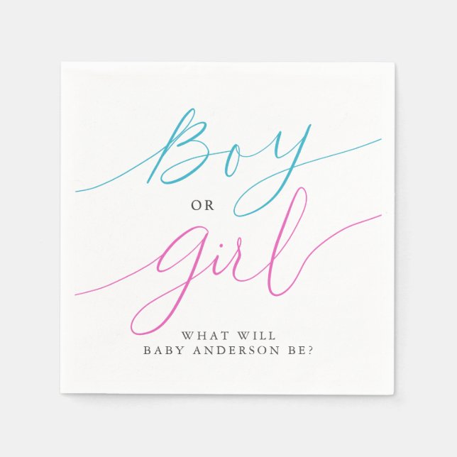 Boy eller Girl och Blue Gender Reveal Party Pappersservett (Framsidan)