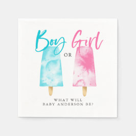 Boy eller Girl Popsicle Gender Reveal Party Pappersservett