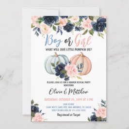 Boy eller Girl Pumpkin Gender Reveal Party Inbjudningar