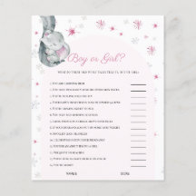 Boy eller Girl Rosa Winter Baby Shower Game