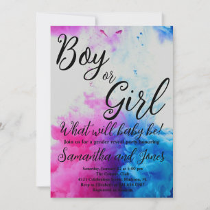 Boy eller Girl Smoke ThLED Baby Gender Reveal Part Inbjudningar