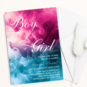 Boy eller Girl Smoke ThLED Baby Gender Reveal Part Inbjudningar