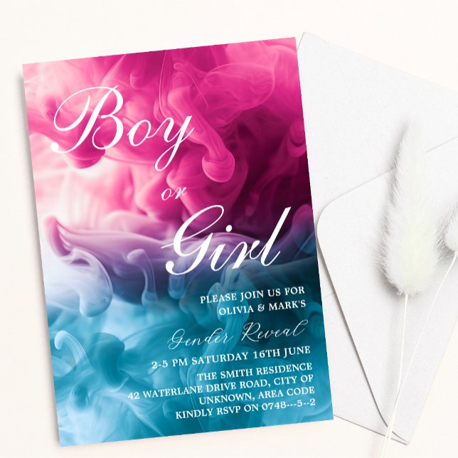 Boy eller Girl Smoke ThLED Baby Gender Reveal Part Inbjudningar (Skapare uppladdad)