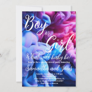 Boy eller Girl Smoke ThLED Baby Gender Reveal Part Inbjudningar