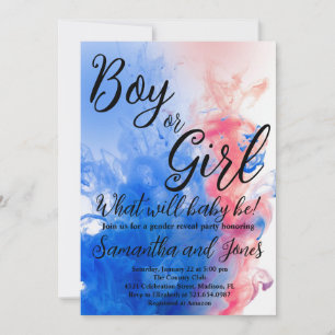 Boy eller Girl Smoke ThLED Baby Gender Reveal Part Inbjudningar