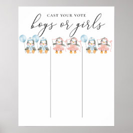 Boy eller Girl. Tvillinggender visas. Gruppröststy Poster