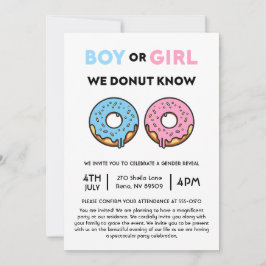Boy eller Girl vi Donut känner Gender Reveal Brunc Inbjudningar