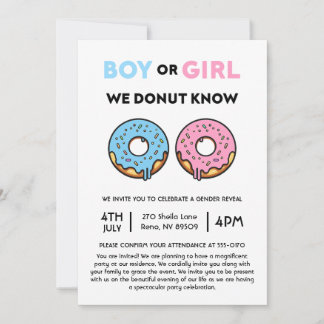 Boy eller Girl vi Donut känner Gender Reveal Brunc Inbjudningar