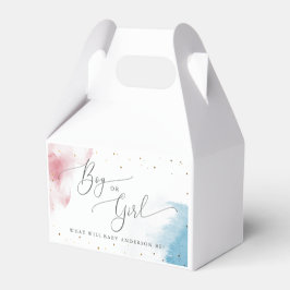 Boy eller Girl Watercolor Gender Reveal Party Presentaskar