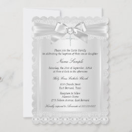 Boy eller Girl White Snöre Kor Baptism Christening Inbjudningar