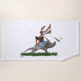 Boy Fairy Riding on Turtle Beach Towel