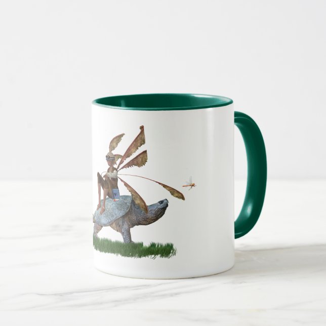 Boy Fairy Riding on Turtle Coffee Mugg (Framsida höger)