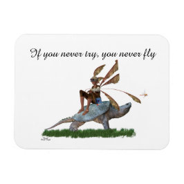 Boy Fairy Riding on Turtle Flexible Photo Magnet