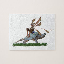 Boy Fairy Riding on Turtle Jigszle Puzzle Pussel