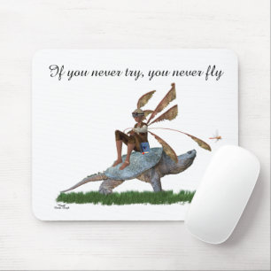 Boy Fairy Riding on Turtle Mousepad Musmatta