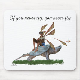Boy Fairy Riding on Turtle Mousepad Musmatta