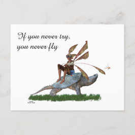 Boy Fairy Riding on Turtle Postcard Vykort