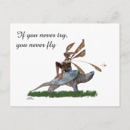 Boy Fairy Riding on Turtle Postcard Vykort