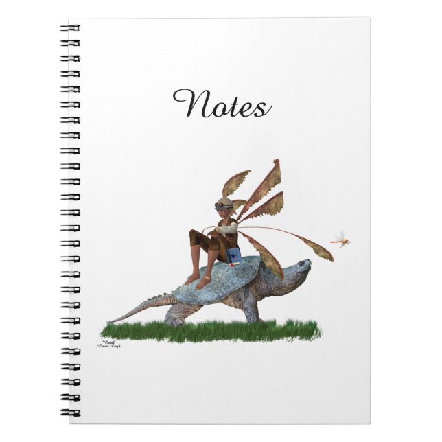 Boy Fairy Riding on Turtle Spiral Photo Notebook Anteckningsbok (Framsidan)