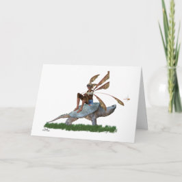 Boy Fairy Riding på Turtle Birthday Card Kort