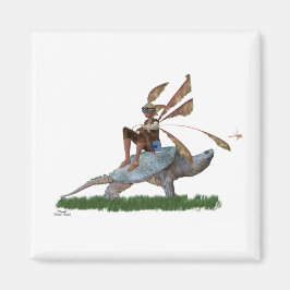 Boy Fairy Riding på Turtle Magnet