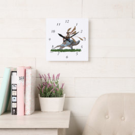 Boy Fairy Riding på Turtle Wall Clock Fyrkantig Klocka