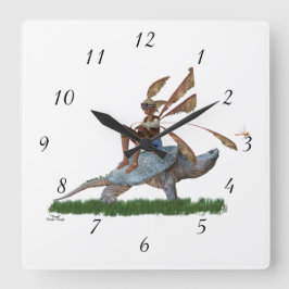 Boy Fairy Riding på Turtle Wall Clock Fyrkantig Klocka