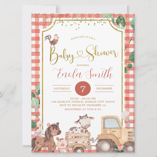 Boy Farm Baby Shower-inbjudan Inbjudningar (Framsida)