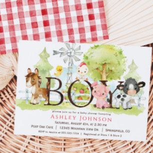 Boy Farm Baby Shower-inbjudan Inbjudningar