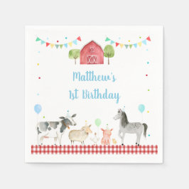 Boy Farm Barnyard Birthday Pappersservett